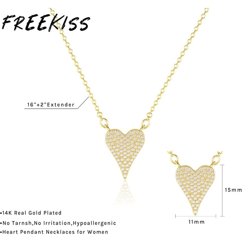 Gold Pendant Necklace for Women, Dainty Diamond Necklaces for Women Simple 14K G - Picture 5 of 6
